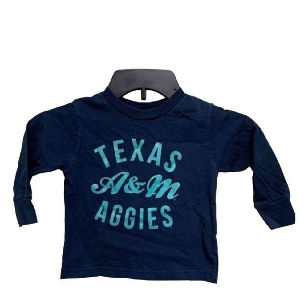 Rabbit Skins Texas A&M Aggies Navy Blue‎ Glitter Long Sleeve Shirt Kids Size 3